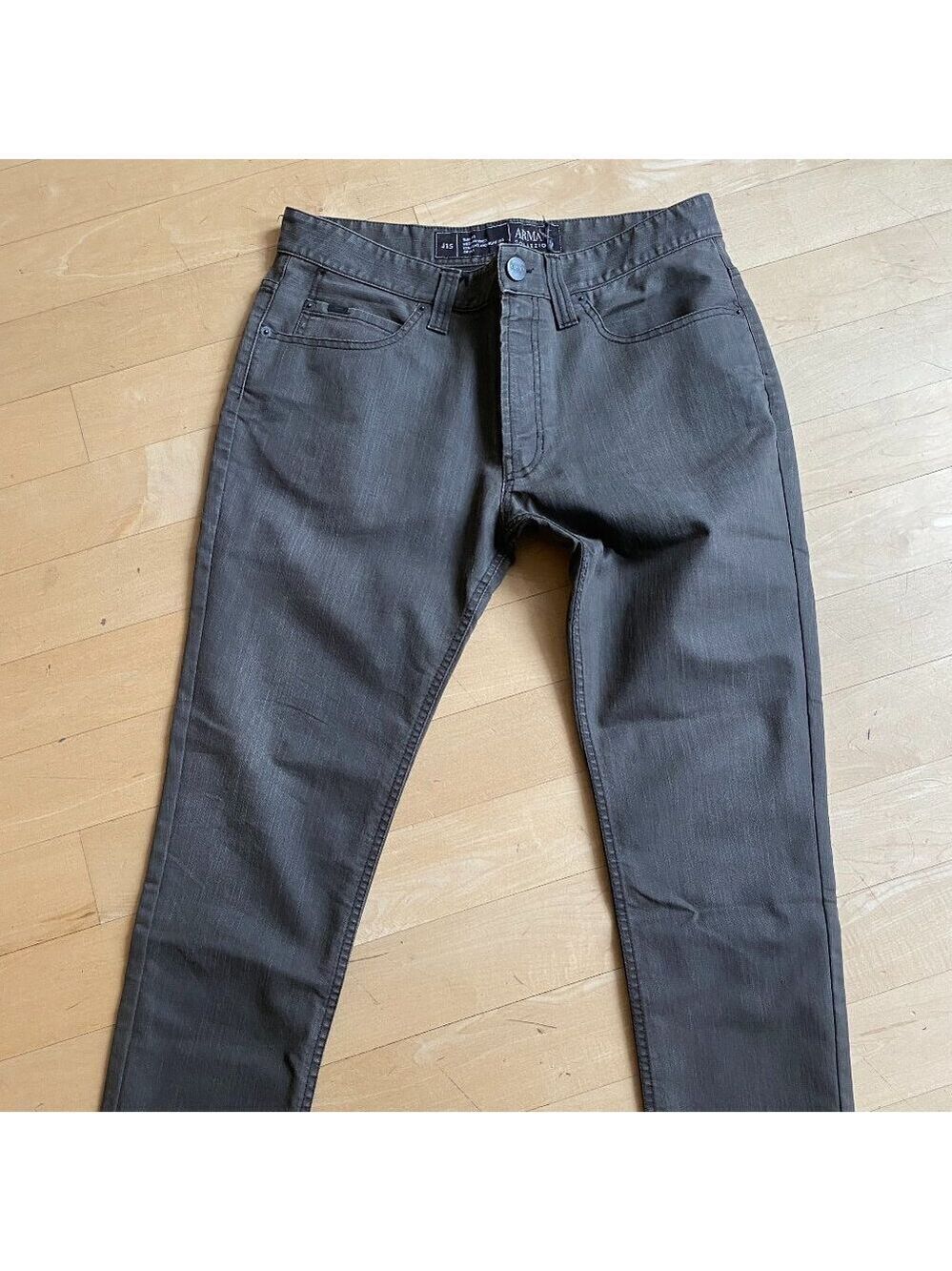 Armani Collezioni mens jeans sz 33 gray slim fit zip fly